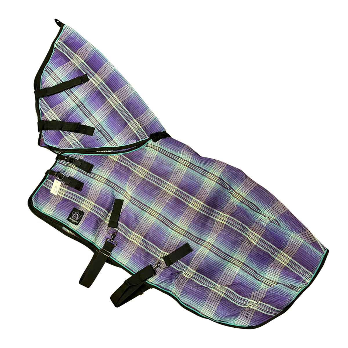 Kensington Protective Fly Sheet and Neck Cover in Lavender/Mint Plaid