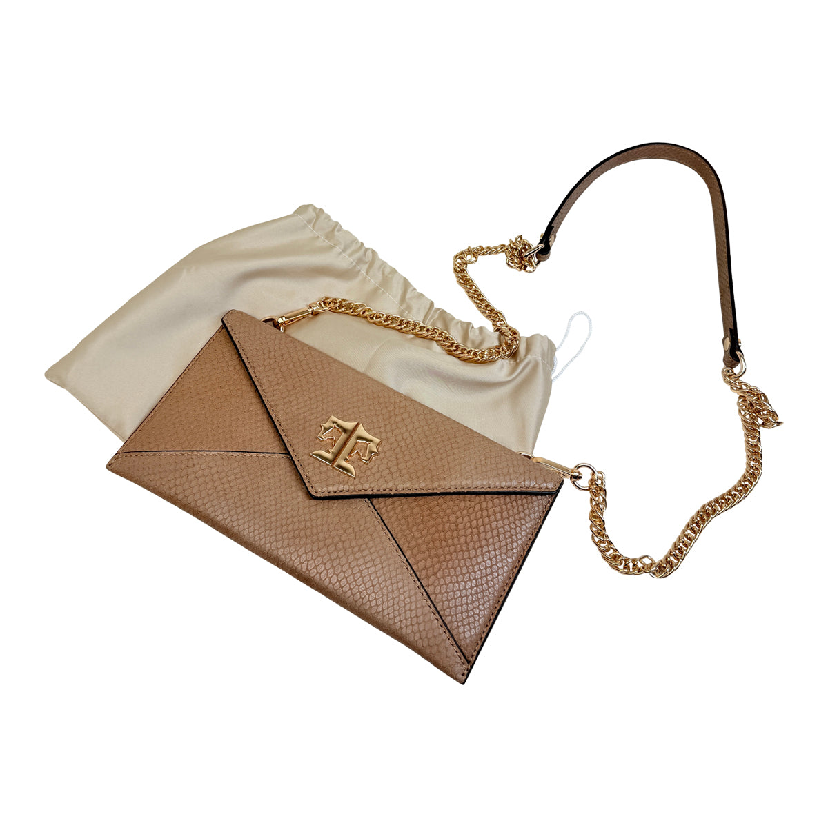 Tucker Tweed Equestrian 'Cor De Star' Clutch in Tan Snakeskin