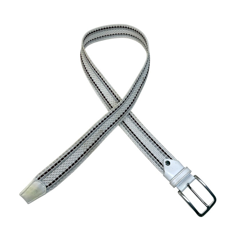 Cavalleria Toscana Braided Elastic Belt in White/Red/Grey
