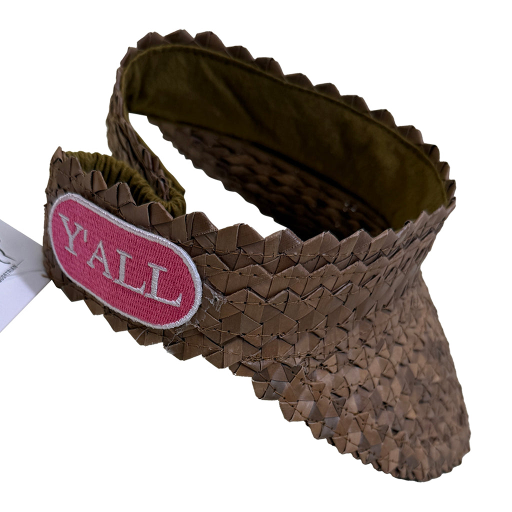 Kids Woven Straw Sun Visor w/Patch in Y'all