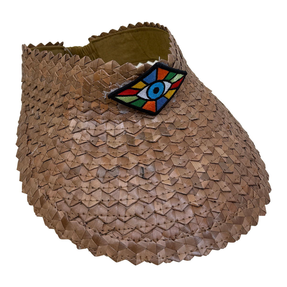 Adult Woven Straw Sun Visor w/Patch in Third Eye