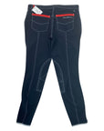 Back of Sarm Hippique 'Loto' Schooling Breeches in Navy/Red