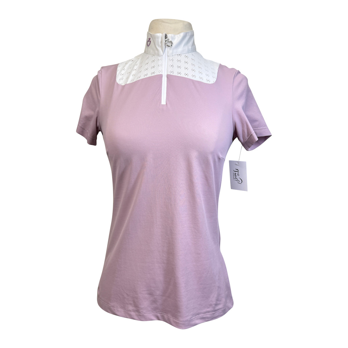 Cavalleria Toscana S/S Zip Competition Polo in Pale Mauve/White