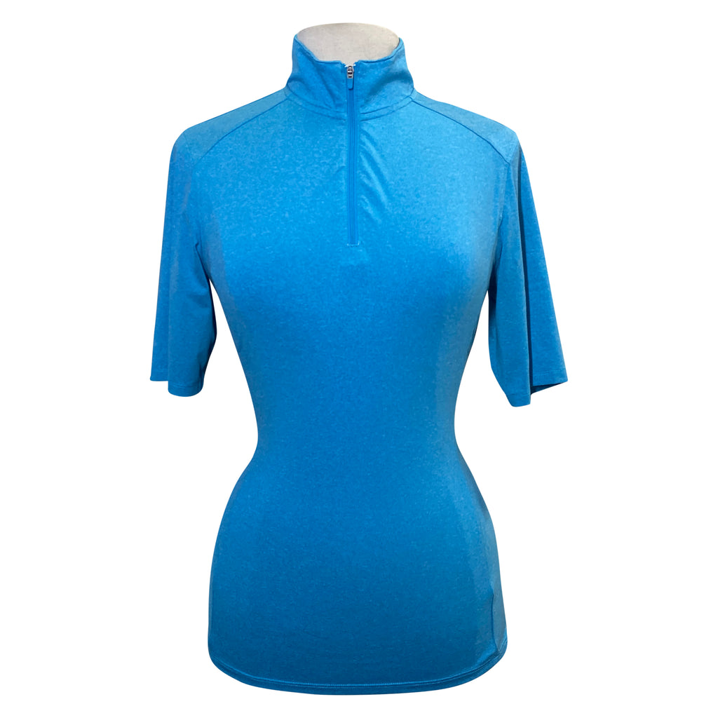 Dover Saddlery Short Sleeve Sun Shirt in Turquoise Bit Print - Women's Medium