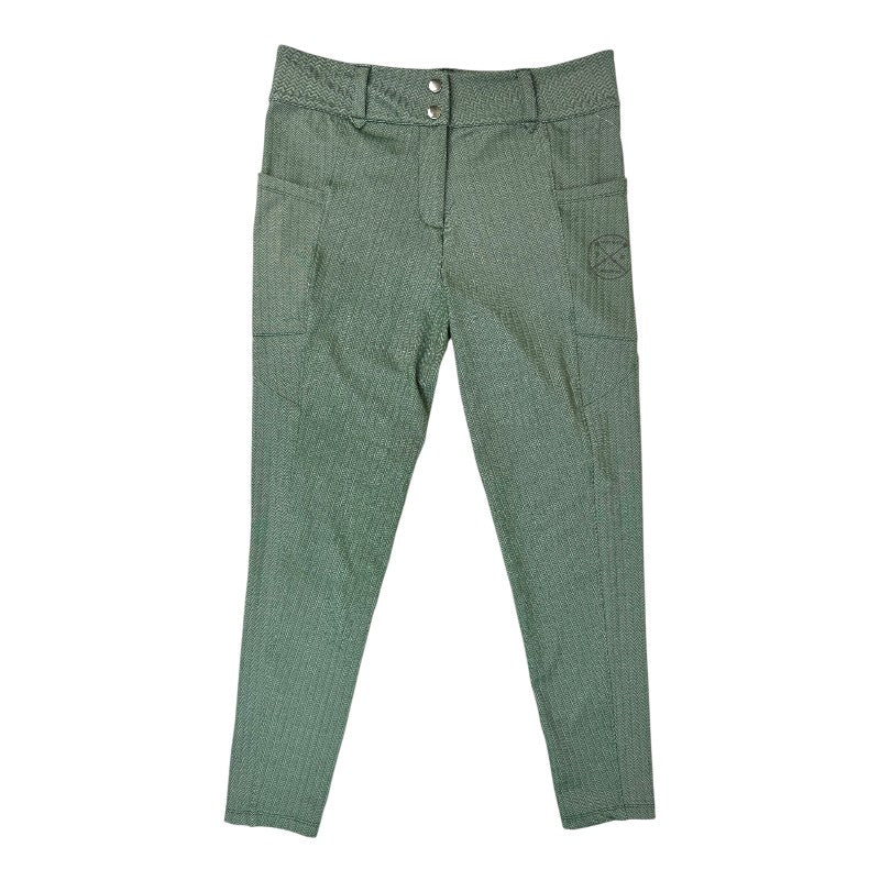 Free Ride Equestrian 'Lux Hybrid' Knee Patch Breeches in Green Tweed