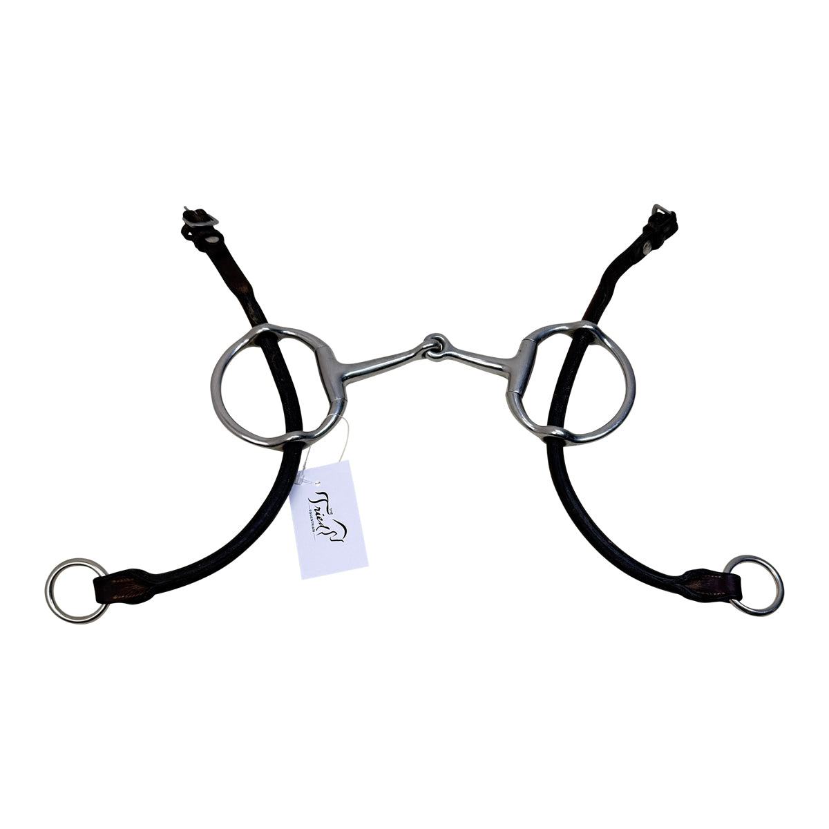 Cheltenham Eggbutt Gag Bit W/ Leather Cheek Pieces in Stainless Steel - 5&quot;