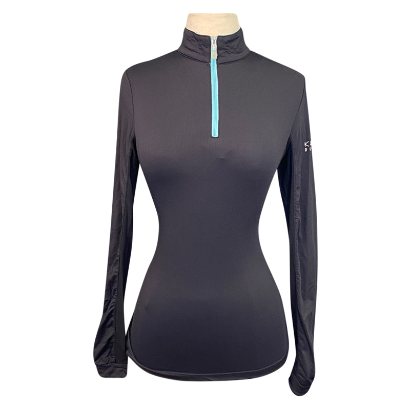 Kastel Denmark 1/4 Zip Sun Shirt in Black/Turquoise