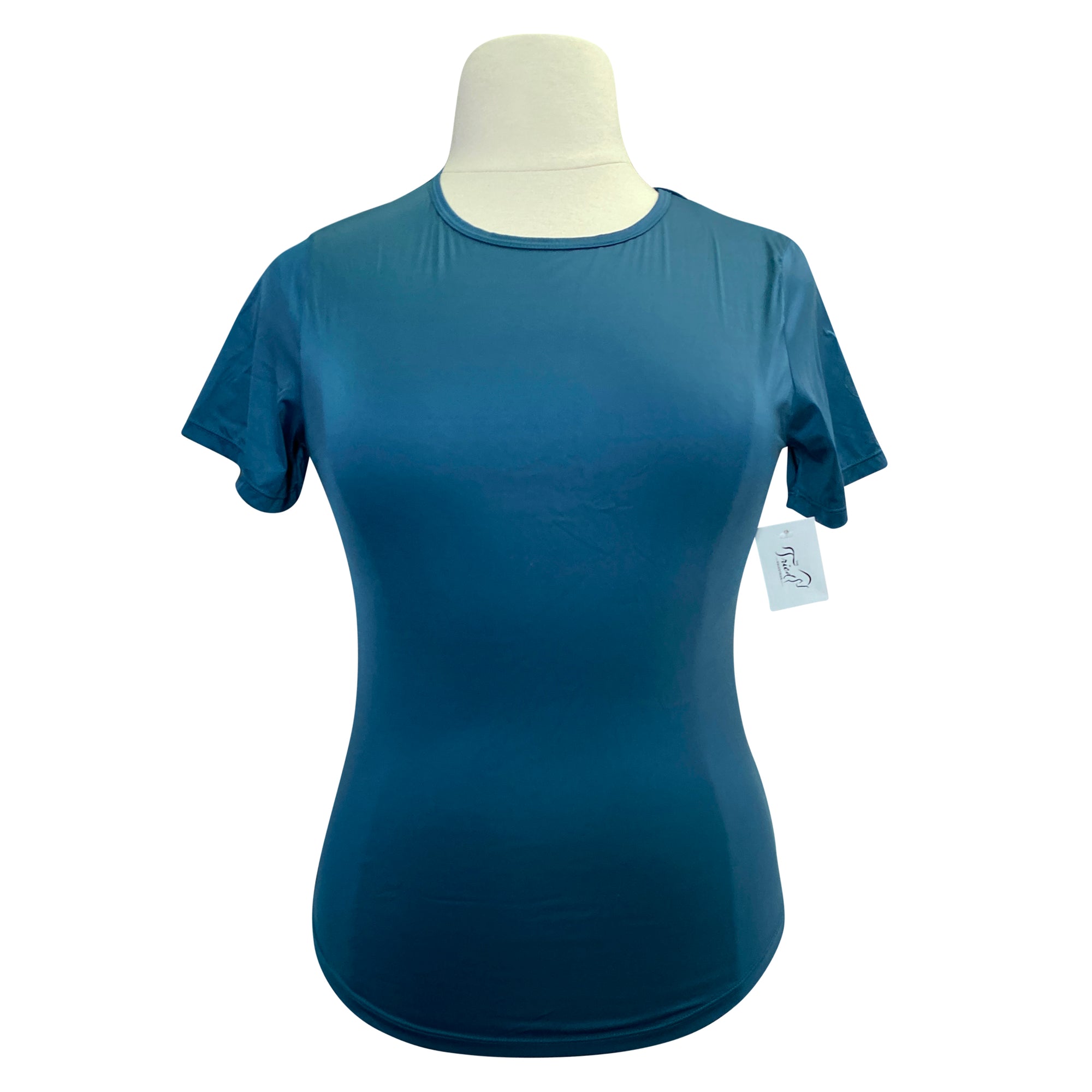 Front of Free Ride Equestrian Relaxed Athletic Top in Emerald Blue - Women&#39;s XS
