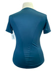Back of Free Ride Equestrian Relaxed Athletic Top in Emerald Blue - Women's XS