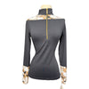 Novella Equestrian 'The Diva' Long Sleeve Shirt in Black/Beige Floral - Women's Medium