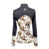 Novella Equestrian 'The Diva' Long Sleeve Shirt in Black/Beige Floral - Women's Medium