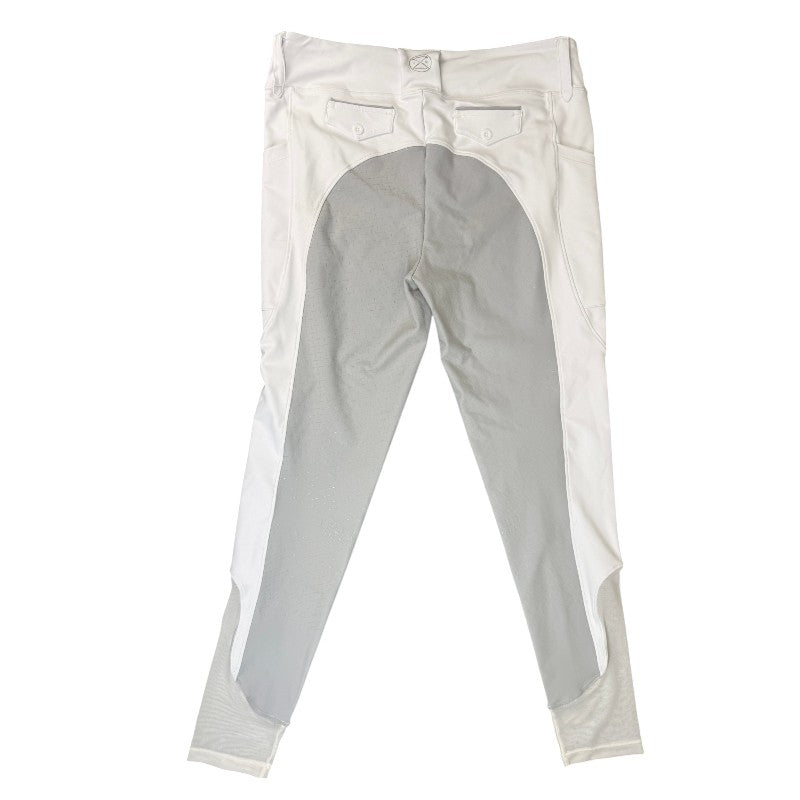 Free Ride Equestrian Lux Hybrid Full Seat Tights in White/Grey