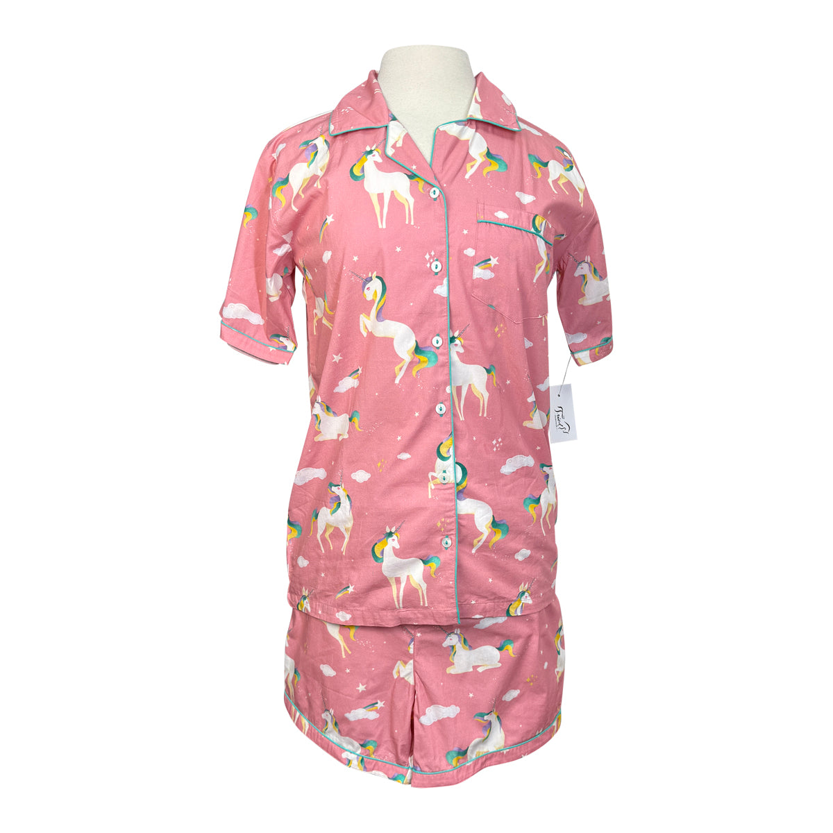 Little West Street Organic Pajama Shorts Set in Pink Unicorns