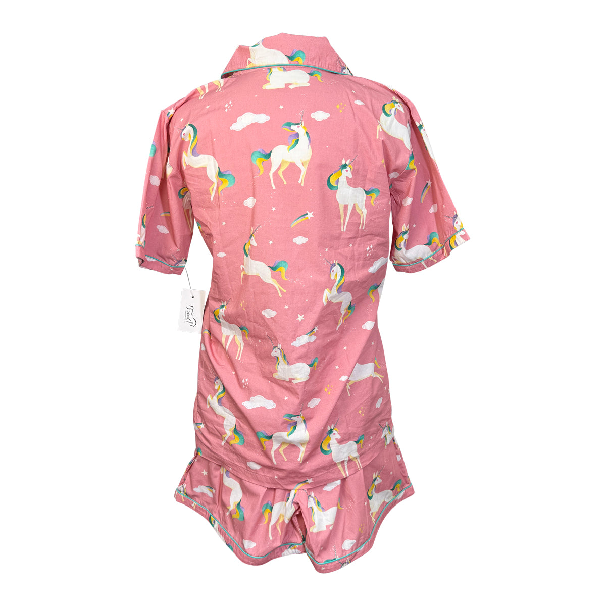 Little West Street Organic Pajama Shorts Set in Pink Unicorns 