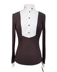Cavalleria Toscana Jersey L/S Competition Shirt w/Pleated Bib in Brown