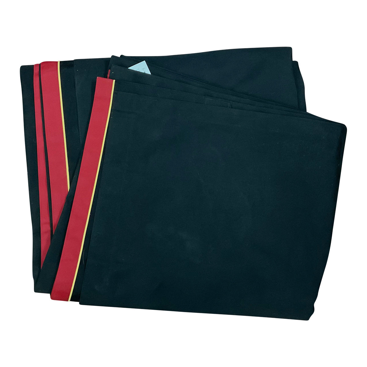 SP RHODES Sunbrella Full Wall Show Drape 2 Piece Set in Black w/Red & Gold Trim