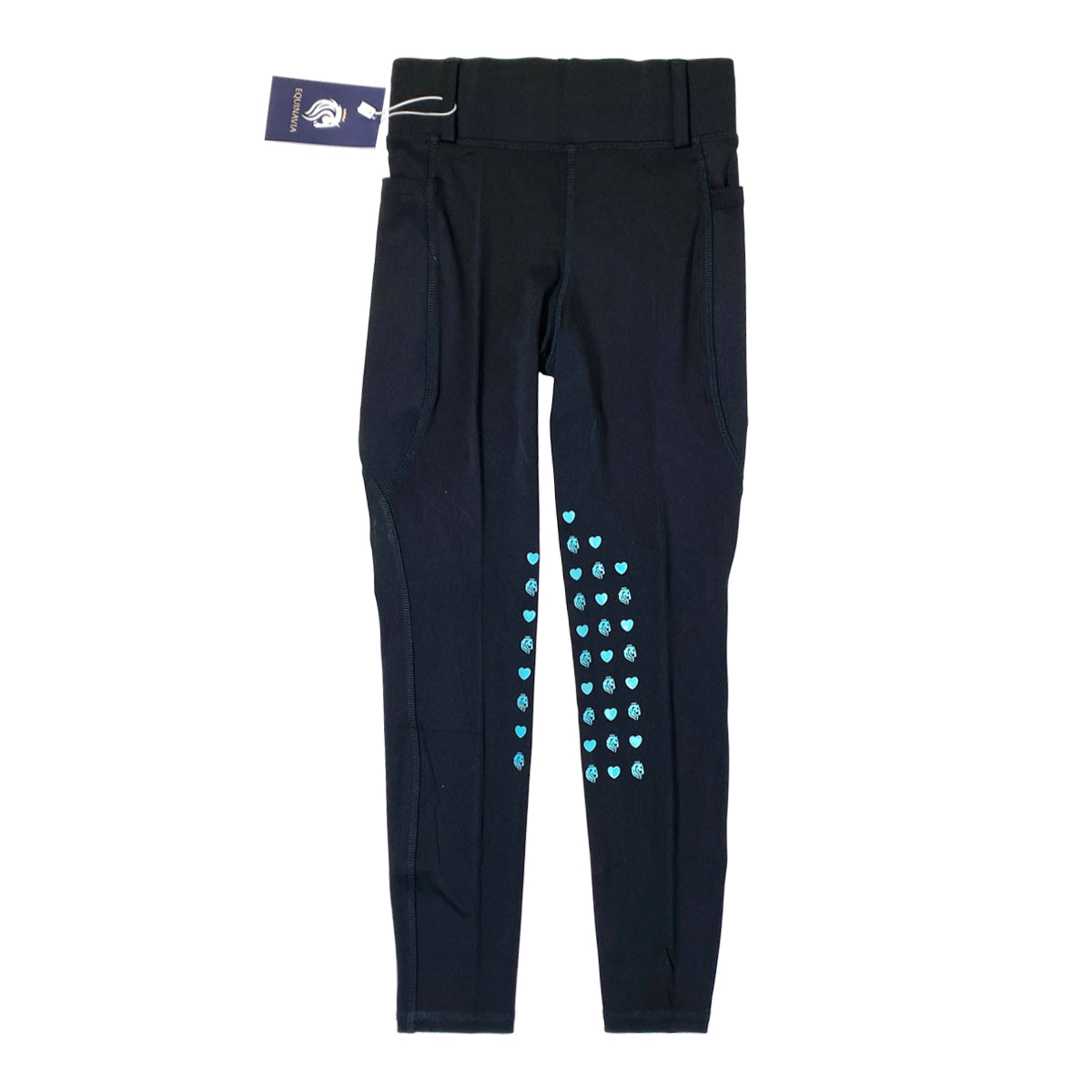 Equinavia Classic Knee Patch Riding Tights in Black/Turqoise