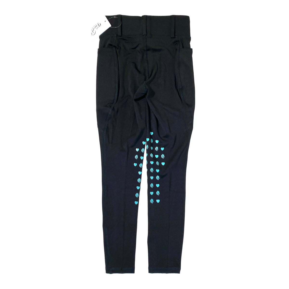 Equinavia Classic Knee Patch Riding Tights in Black/Turqoise 