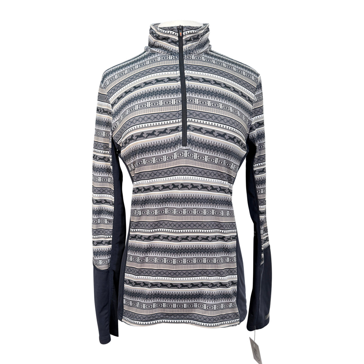 Kerrits Long Sleeve Winter Shirt in Grey/Navy Equestrian Aztec