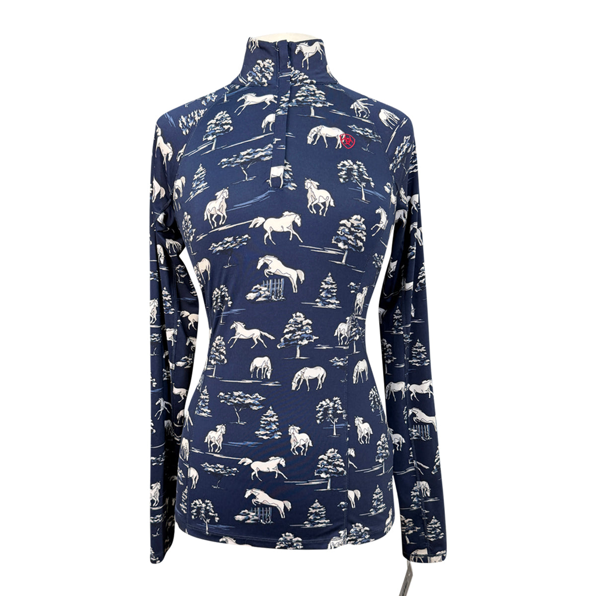 Ariat 'Lowell 2.0' 1/4 Zip Shirt in Navy Grazing Horses