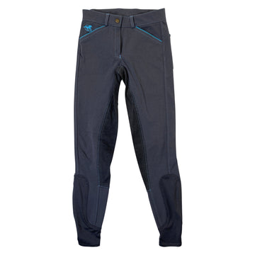 SmartPak 'Piper' Full Seat Breeches in Grey/Teal