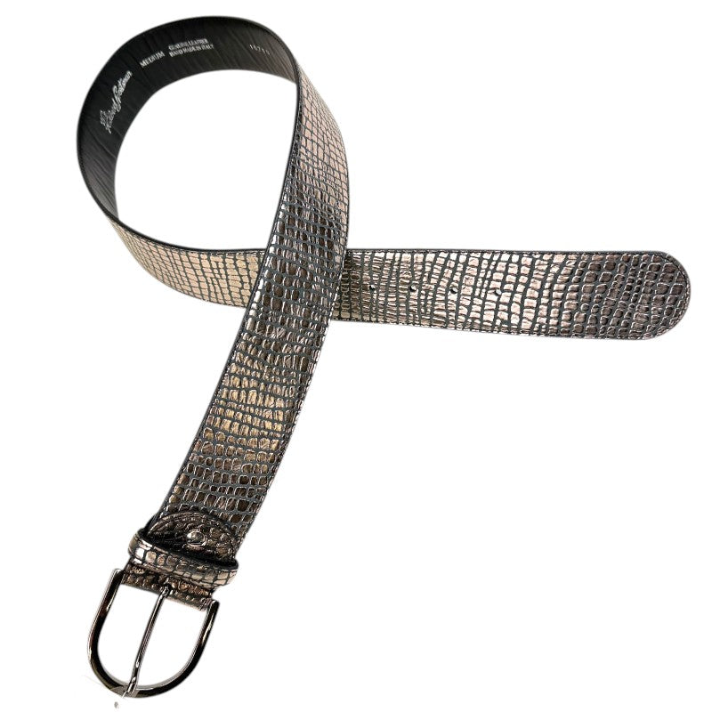 Tailored Sportsman Leather Belt in Metallic Snakeskin
