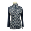 Kastel Long Sleeve 1/4 Zip Raglan Shirt in Navy Floral