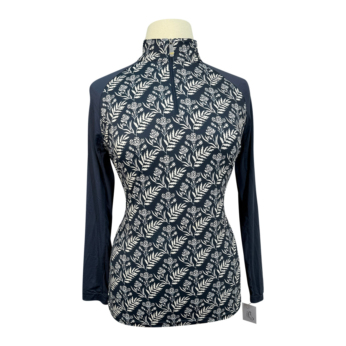 Kastel Long Sleeve 1/4 Zip Raglan Shirt in Navy Floral