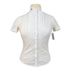 Cavalleria Toscana Pleated Bib Button-up Short Sleeve Show Shirt in Cream