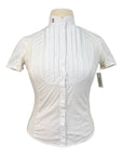 Cavalleria Toscana Pleated Bib Button-up Short Sleeve Show Shirt in Cream