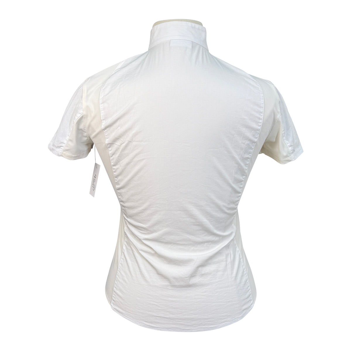 Cavalleria Toscana Pleated Bib Button-up Short Sleeve Show Shirt in Cream