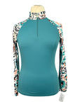 Kastel Long Sleeve 1/4 Zip Raglan Shirt in Green Floral 