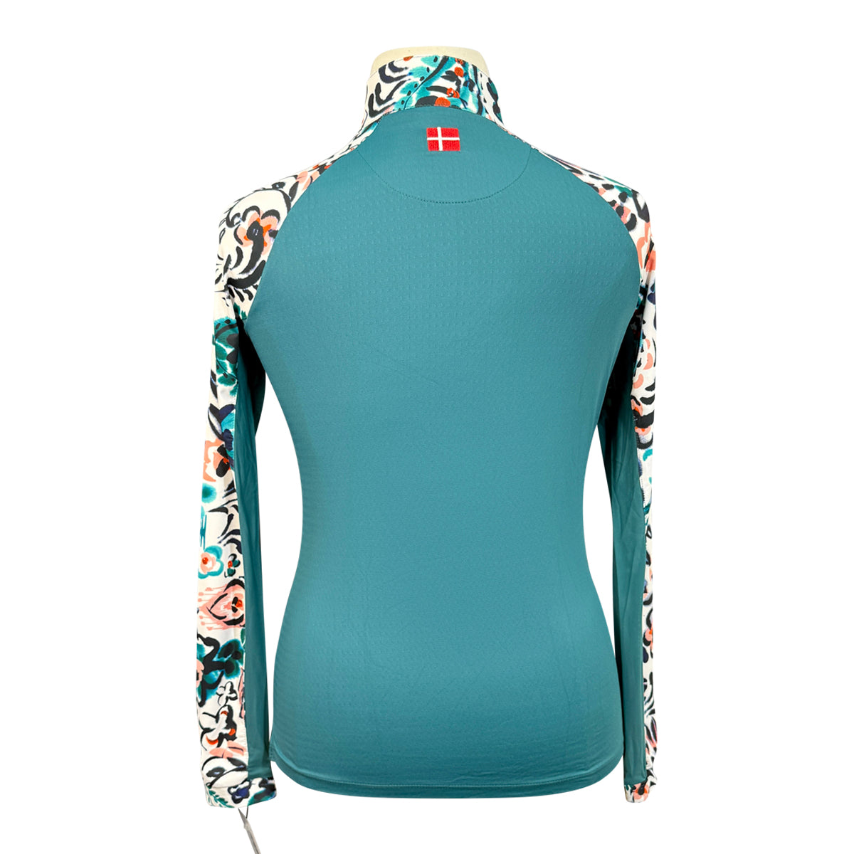 Kastel Long Sleeve 1/4 Zip Raglan Shirt in Green Floral 