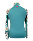 Kastel Long Sleeve 1/4 Zip Raglan Shirt in Green Floral 