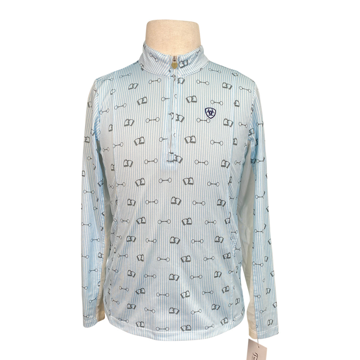 Ariat TEK Heat Series 1/4 Zip Long Sleeve Shirt in Light Blue/Bits