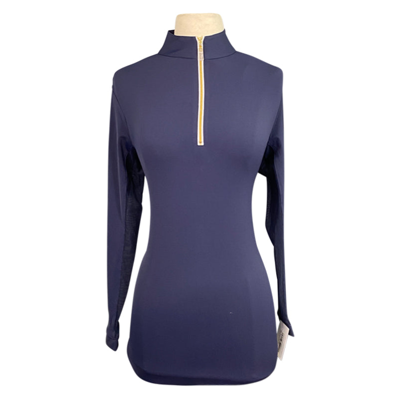 Front of Tailored Sportsman 'Ice Fil' Long Sleeve Shirt in Navy - Women's XS