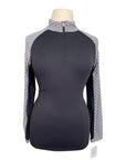 Kastel Long Sleeve 1/4 Zip Raglan Shirt in Black & White Geo