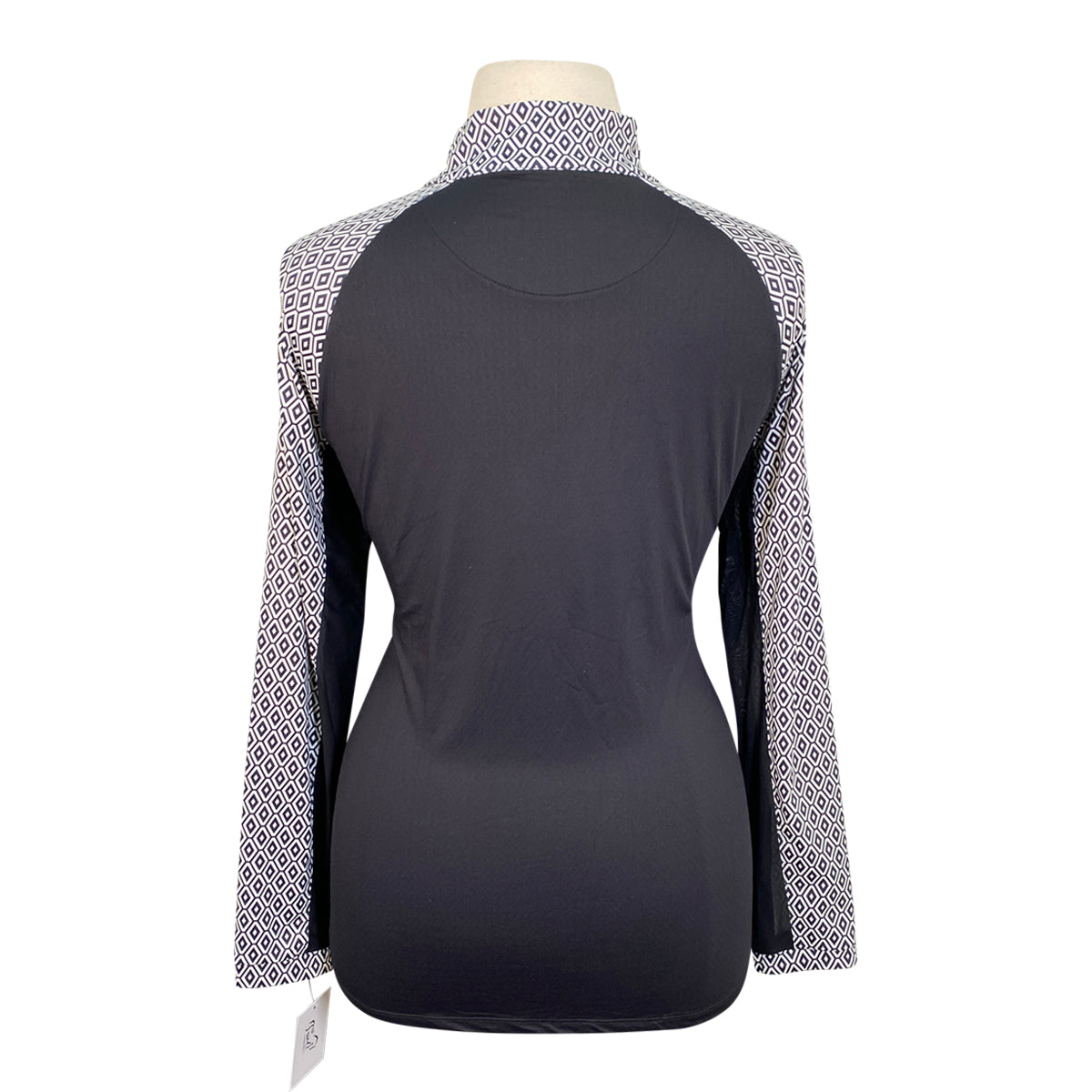 Kastel Long Sleeve 1/4 Zip Raglan Shirt in Black & White Geo