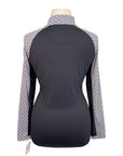 Kastel Long Sleeve 1/4 Zip Raglan Shirt in Black & White Geo