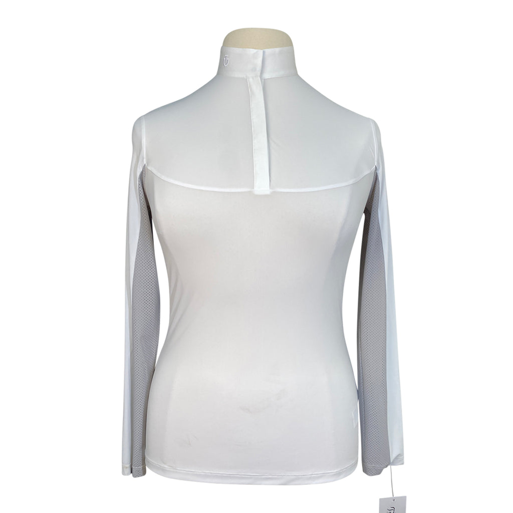 Cavalleria Toscana Perforated Panel Show Shirt in White/Grey Panels