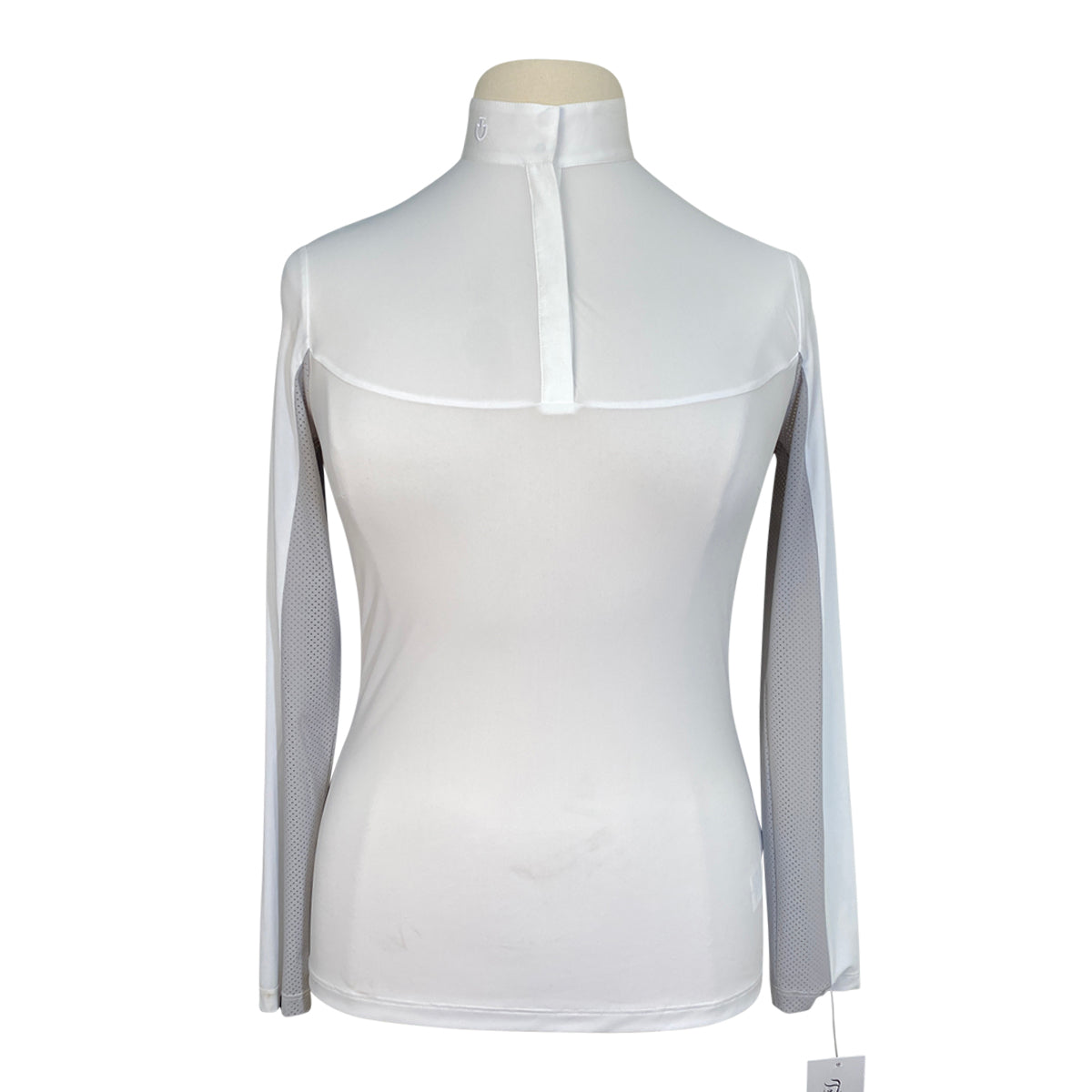 Cavalleria Toscana Perforated Panel Show Shirt in White/Grey Panels