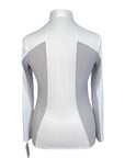 Cavalleria Toscana Perforated Panel Show Shirt in White/Grey Panels