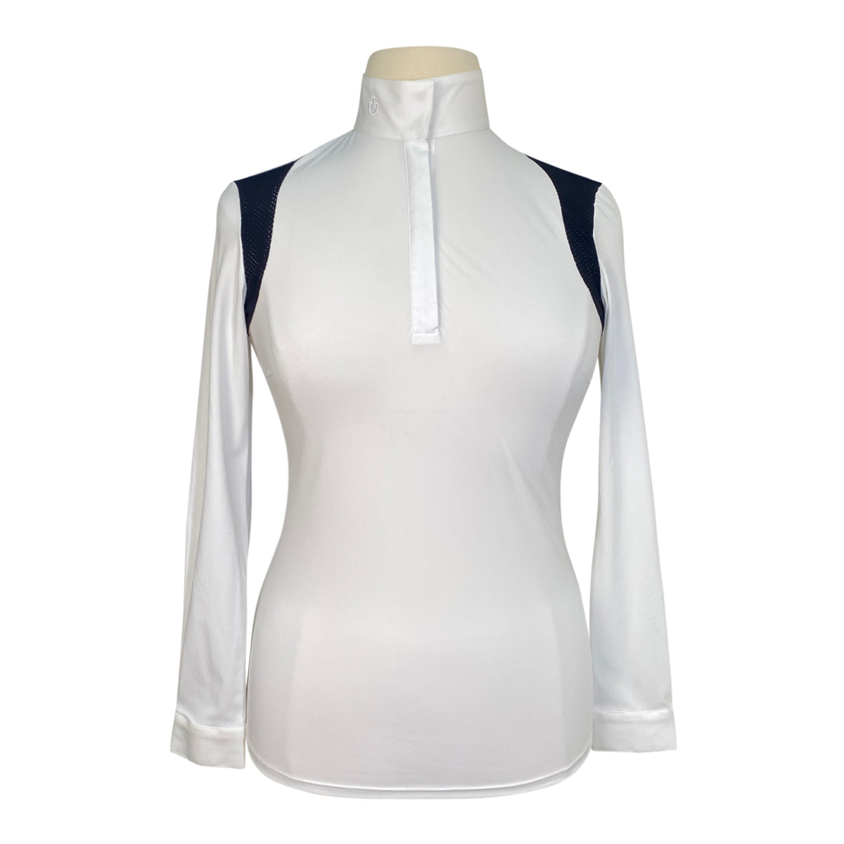 Cavalleria Toscana Jersey L/S Competition Shirt w/Perforated Shoulder Inserts in White w/Black
