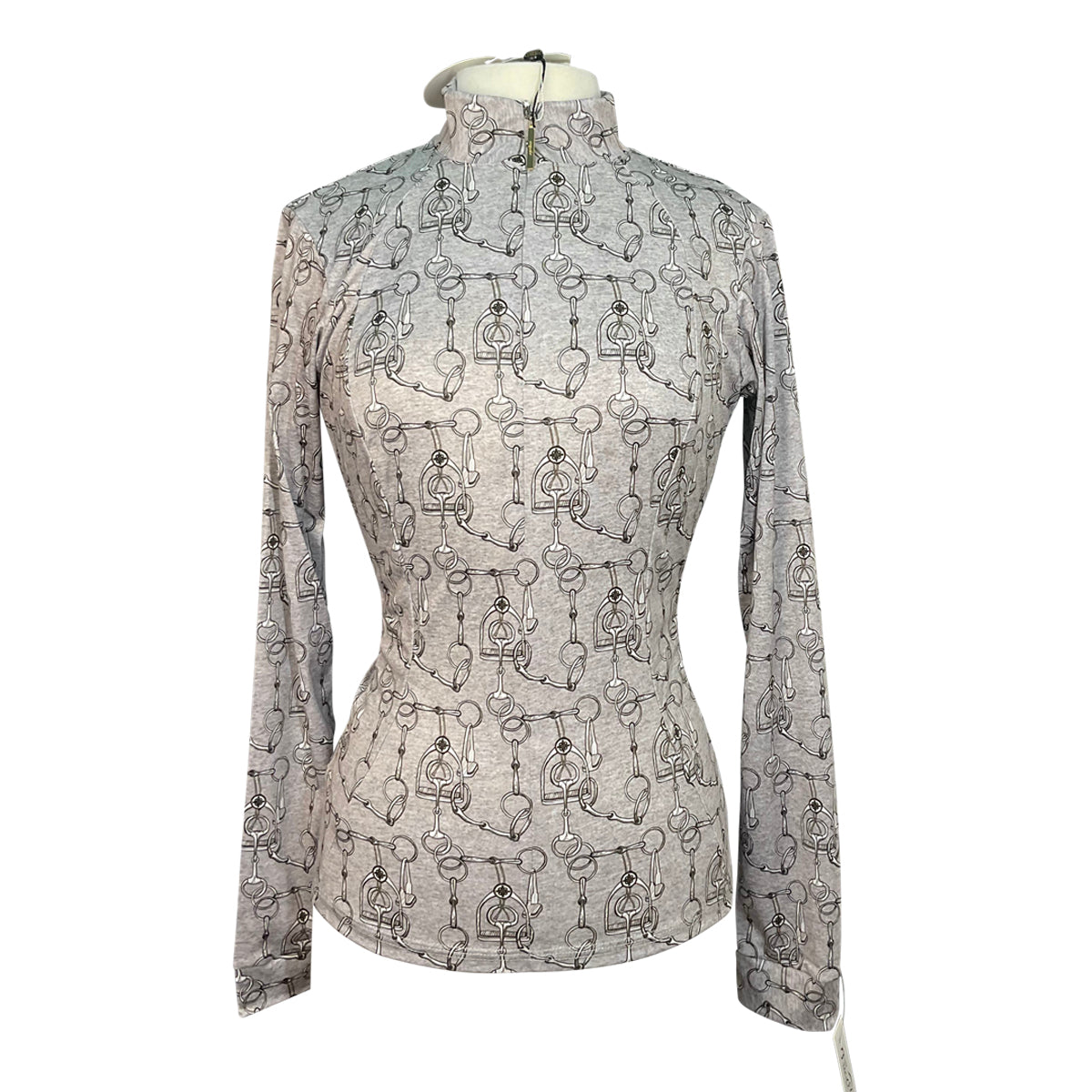 Front of Espoir Quarter Zip Sun Shirt in Grey Bits - Women's 2XL