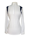 Cavalleria Toscana Jersey L/S Competition Shirt w/Perforated Shoulder Inserts in White w/ Black  - Women's Small