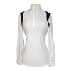 Cavalleria Toscana Jersey L/S Competition Shirt w/Perforated Shoulder Inserts in White w/ Black  - Women's Small