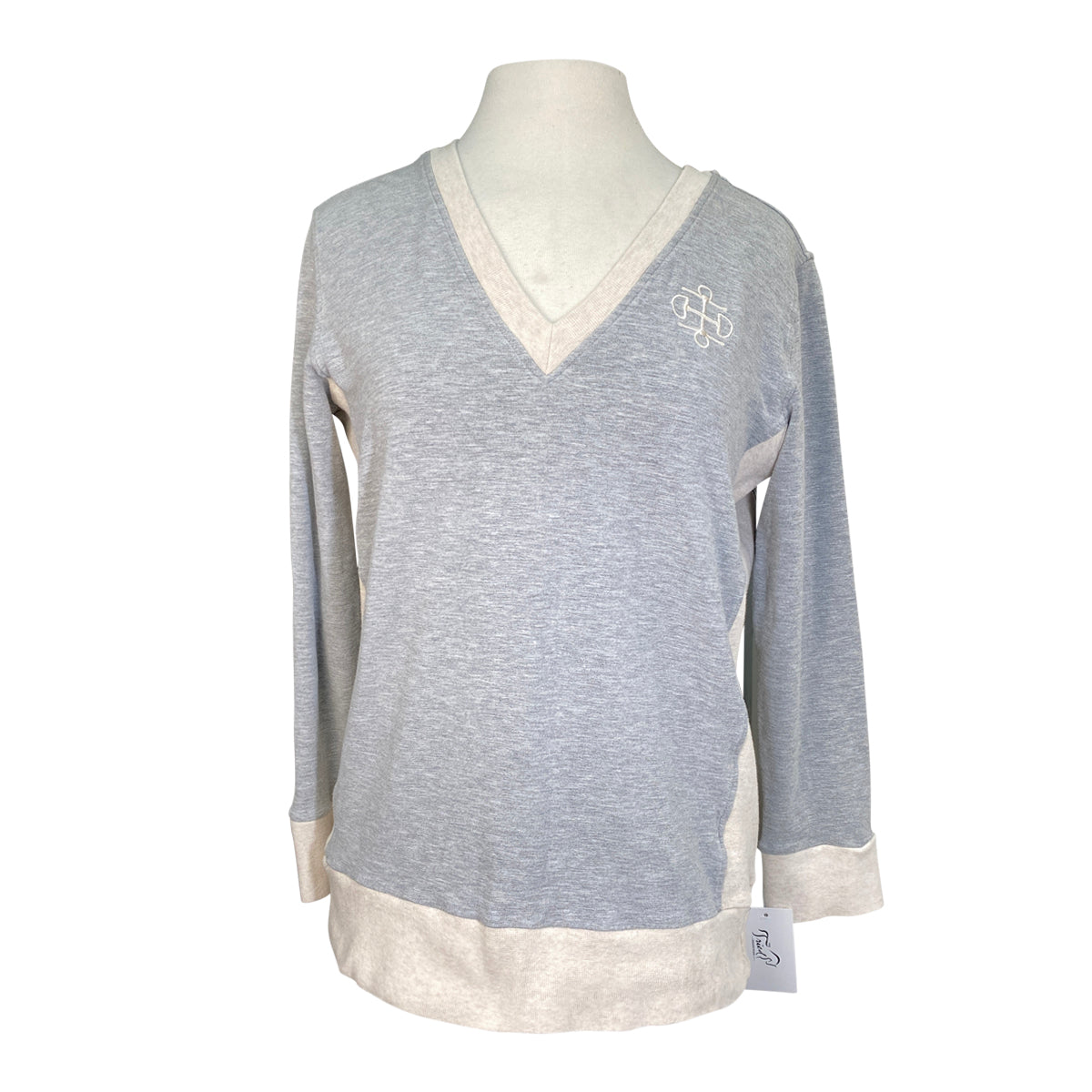 Two Bits Equestrian V Neck II in Storm Grey/Oatmeal