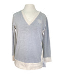 Two Bits Equestrian V Neck II in Storm Grey/Oatmeal
