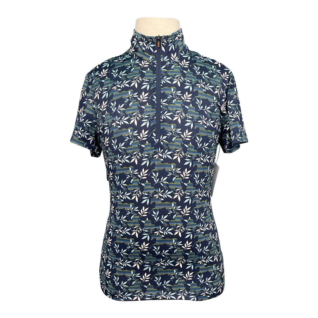 Kerrits 'Aire Ice Fil' Shirt in Green/Navy Leaves - Children's Medium