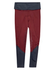 Front of Equo Schooling Pant in Burgundy/Grey 